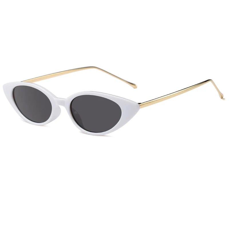 white slim eyeglasses with gold trim