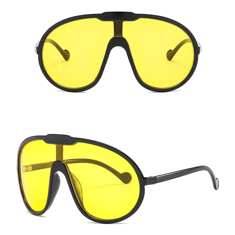 black bold eyewear frames with bright yellow lenses